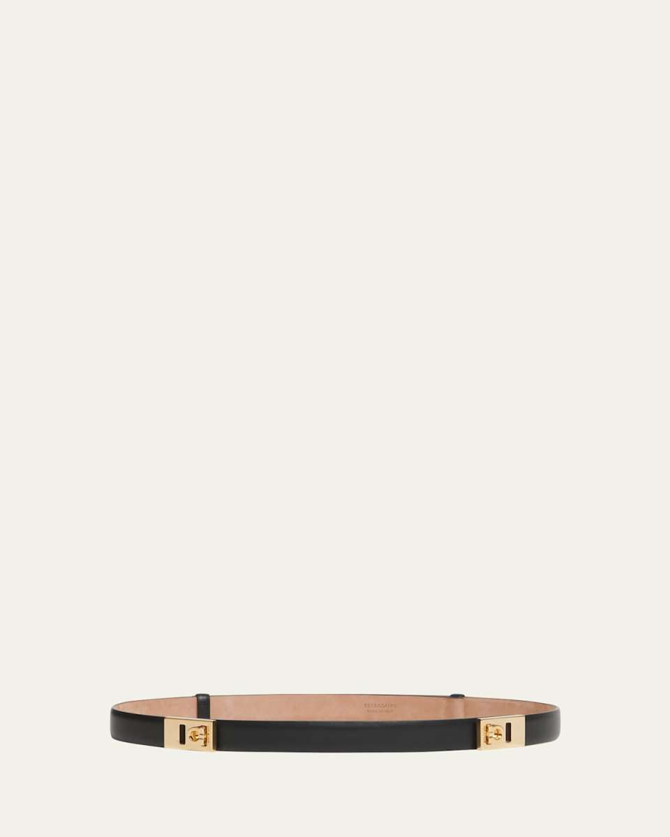 Double Gancini Leather Belt